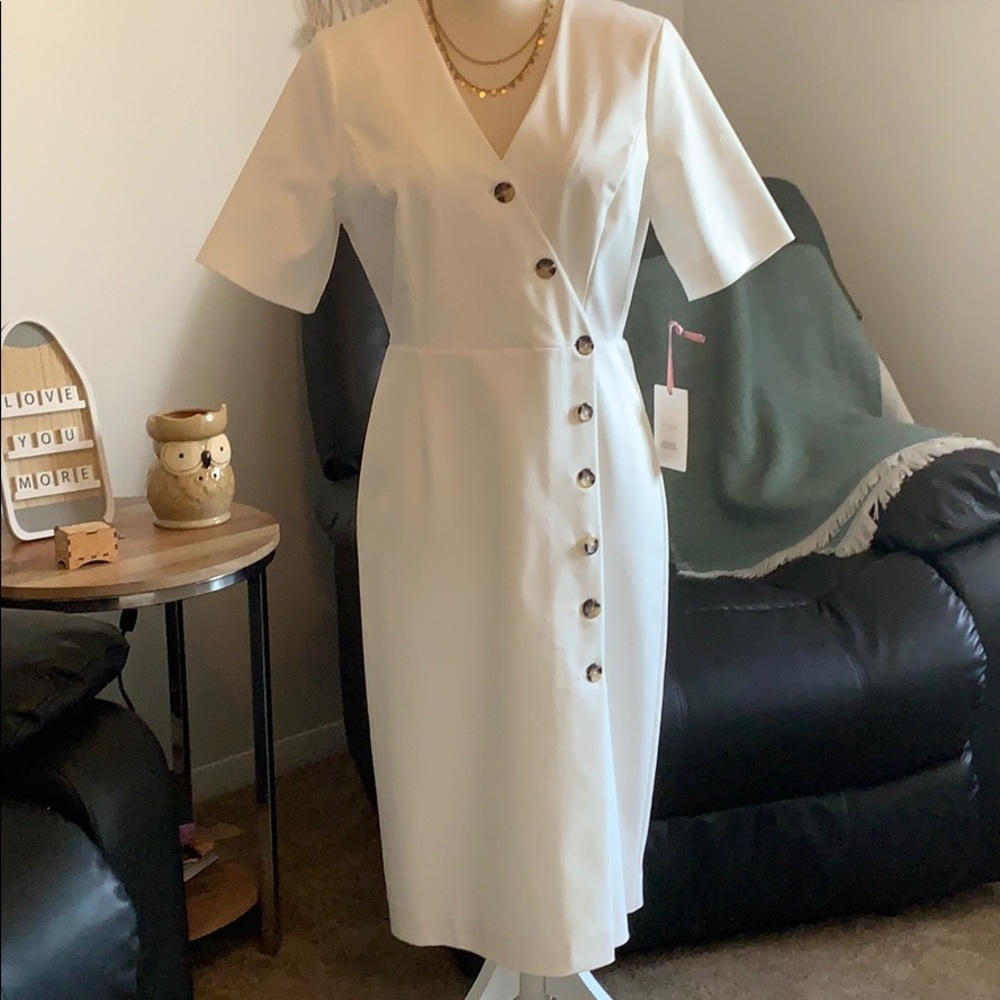 Alex Marie White Midi Dress Size 8